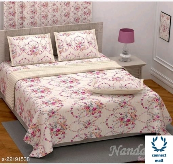 VOGUISH Cotton Super Fine Qatar Print King Size  Bedsheet with two pillow cover - King Size, Cotton, Multipack :1